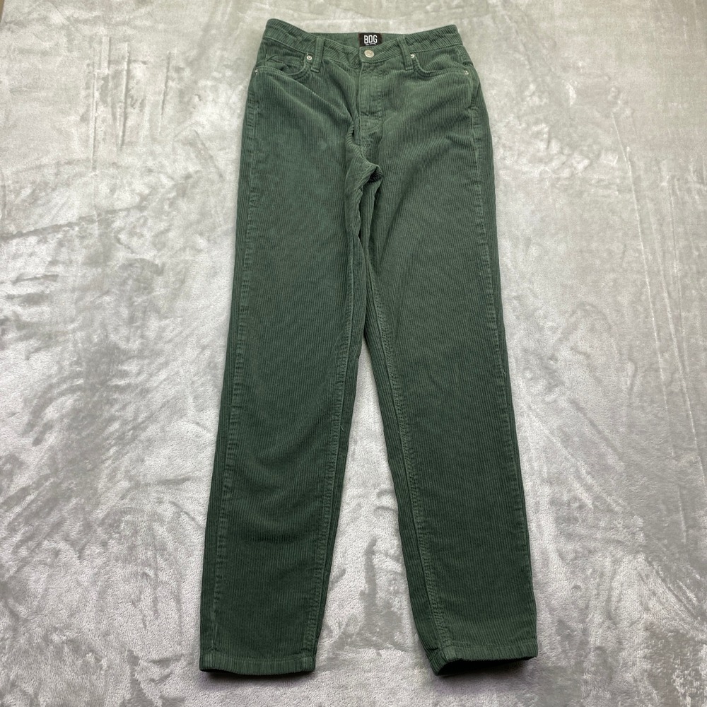 BDG Urban Outfitters Mom High Rise Corduroy Pants Green Size 24 Fits 25" Western